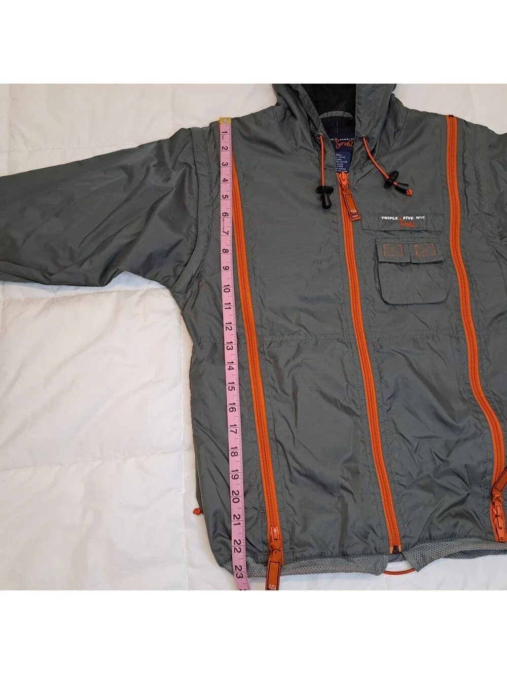 VTG Triple 5 Soul Mens S Gray Orange Zip Windbreaker Jacket